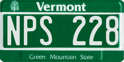 VT license plate NPS228