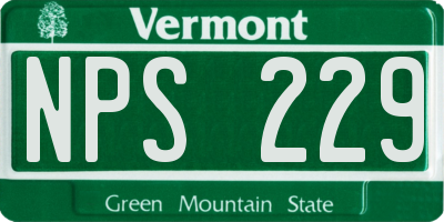 VT license plate NPS229