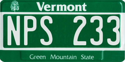 VT license plate NPS233