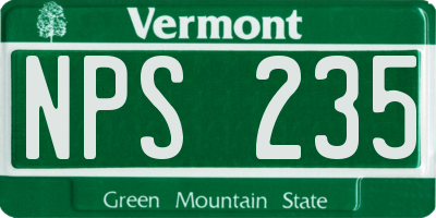 VT license plate NPS235