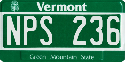 VT license plate NPS236