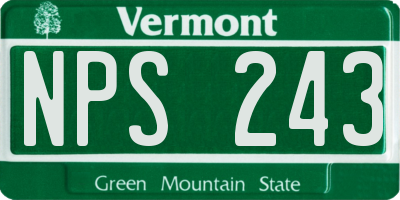VT license plate NPS243