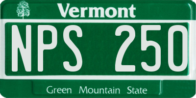 VT license plate NPS250