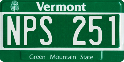VT license plate NPS251