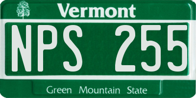 VT license plate NPS255