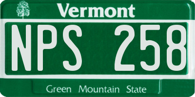 VT license plate NPS258