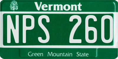 VT license plate NPS260