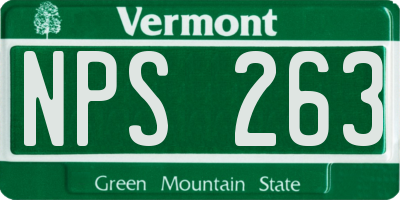 VT license plate NPS263