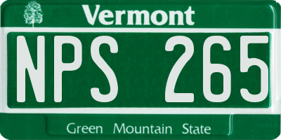 VT license plate NPS265