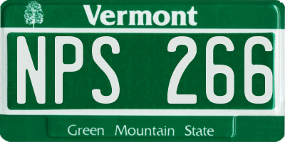 VT license plate NPS266