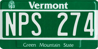 VT license plate NPS274
