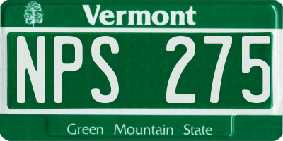 VT license plate NPS275