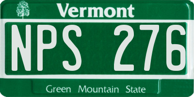 VT license plate NPS276