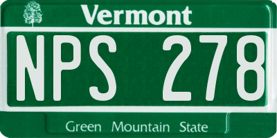 VT license plate NPS278