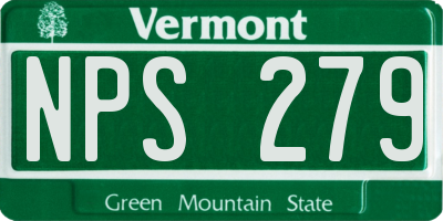 VT license plate NPS279