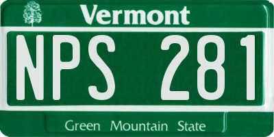 VT license plate NPS281