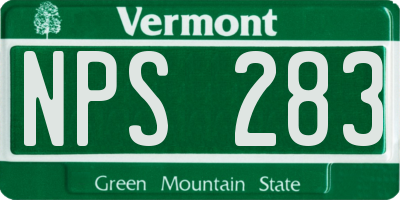 VT license plate NPS283