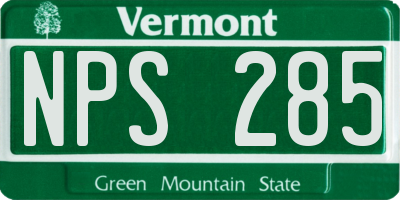 VT license plate NPS285