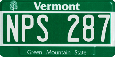 VT license plate NPS287