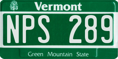 VT license plate NPS289