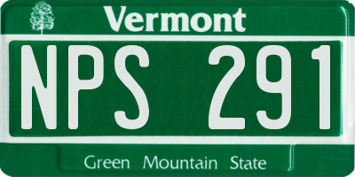 VT license plate NPS291