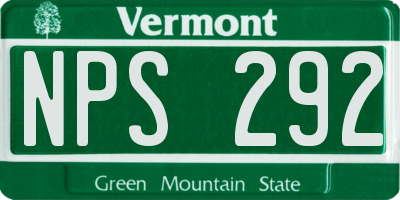 VT license plate NPS292