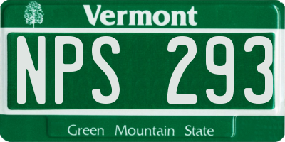 VT license plate NPS293