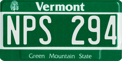 VT license plate NPS294