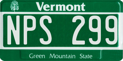 VT license plate NPS299