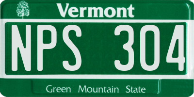 VT license plate NPS304