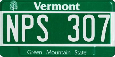 VT license plate NPS307
