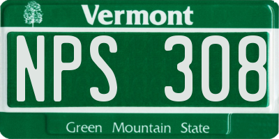 VT license plate NPS308