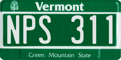 VT license plate NPS311