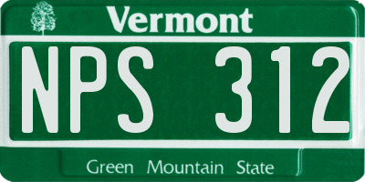 VT license plate NPS312