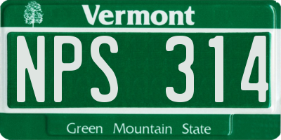 VT license plate NPS314