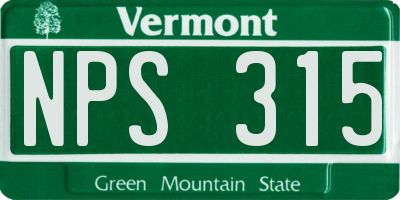 VT license plate NPS315