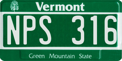 VT license plate NPS316