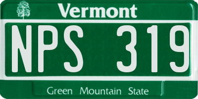 VT license plate NPS319