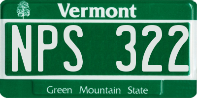 VT license plate NPS322