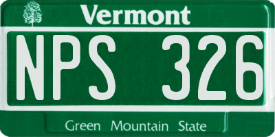 VT license plate NPS326