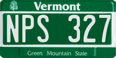 VT license plate NPS327