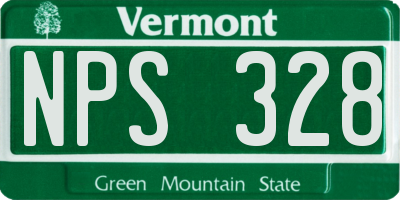 VT license plate NPS328