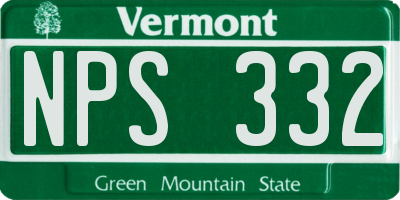 VT license plate NPS332