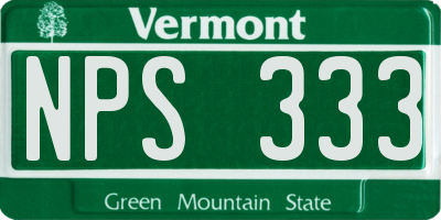 VT license plate NPS333