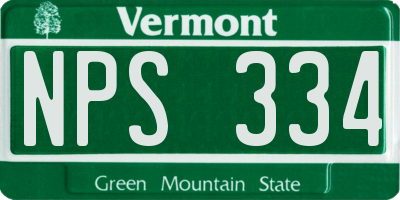 VT license plate NPS334