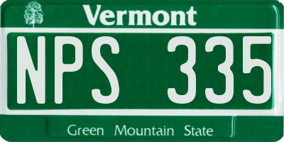 VT license plate NPS335
