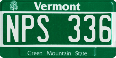 VT license plate NPS336