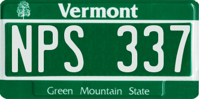 VT license plate NPS337