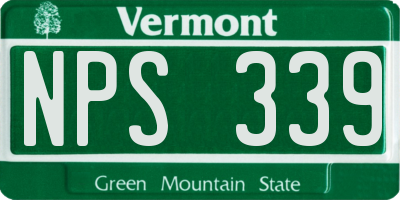 VT license plate NPS339