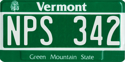 VT license plate NPS342